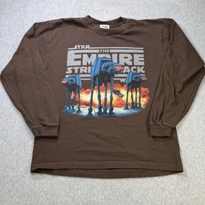 Star Wars Empire Strikes Back AT-AT‎ Brown Long Sleeve Shirt Men's Small 2010